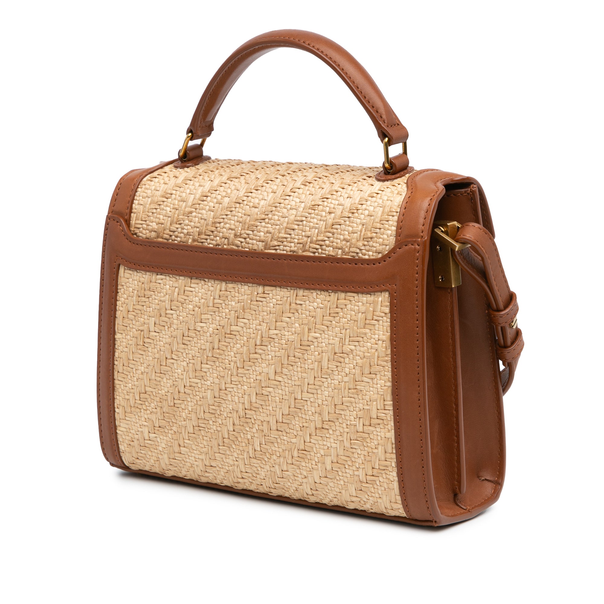 Yves Saint Laurent Cassandra Mini  Brown Raffia