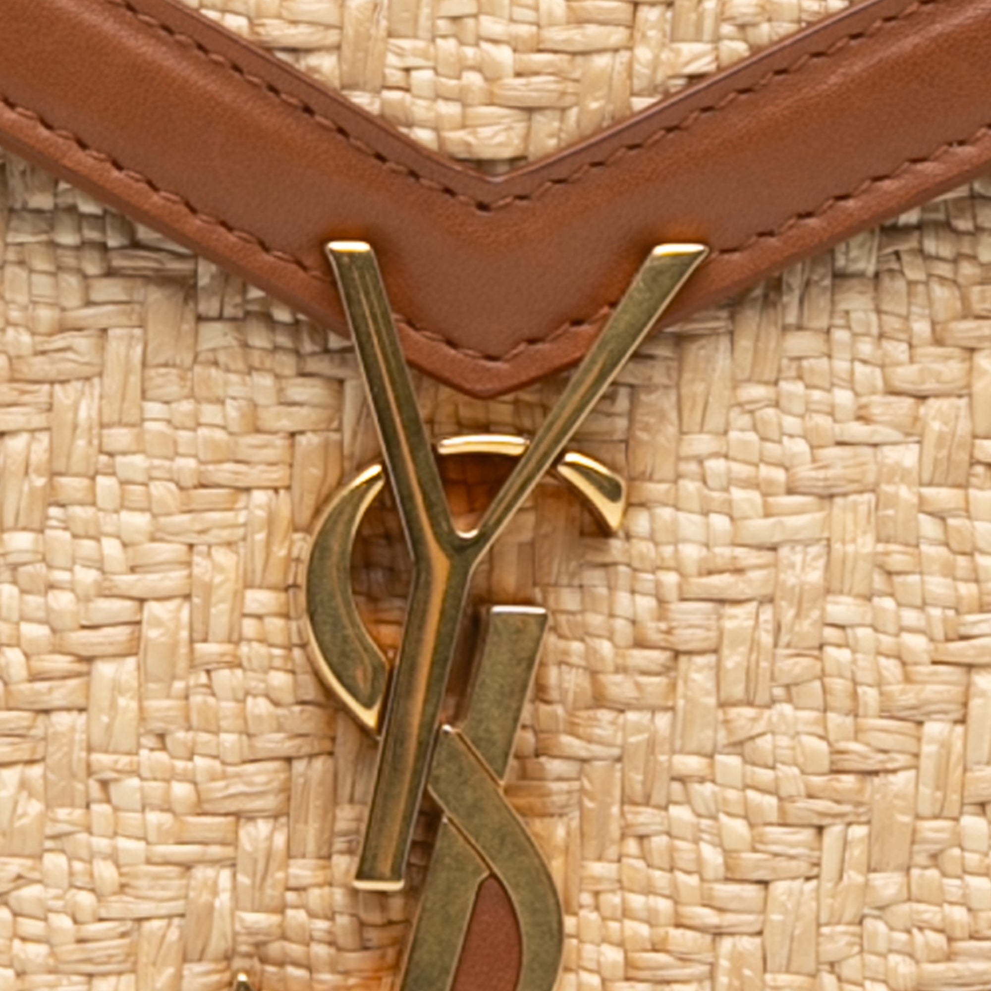 Yves Saint Laurent Cassandra Mini  Brown Raffia