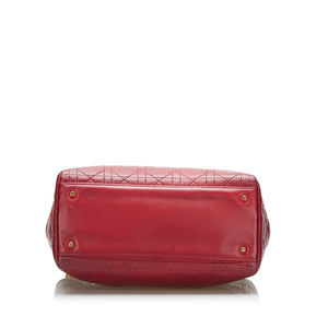 Dior Lady Dior Medium Red Cannage Lambskin Gold