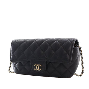 Chanel Sunglasses Case on Chain Black Quilted Caviar Gold