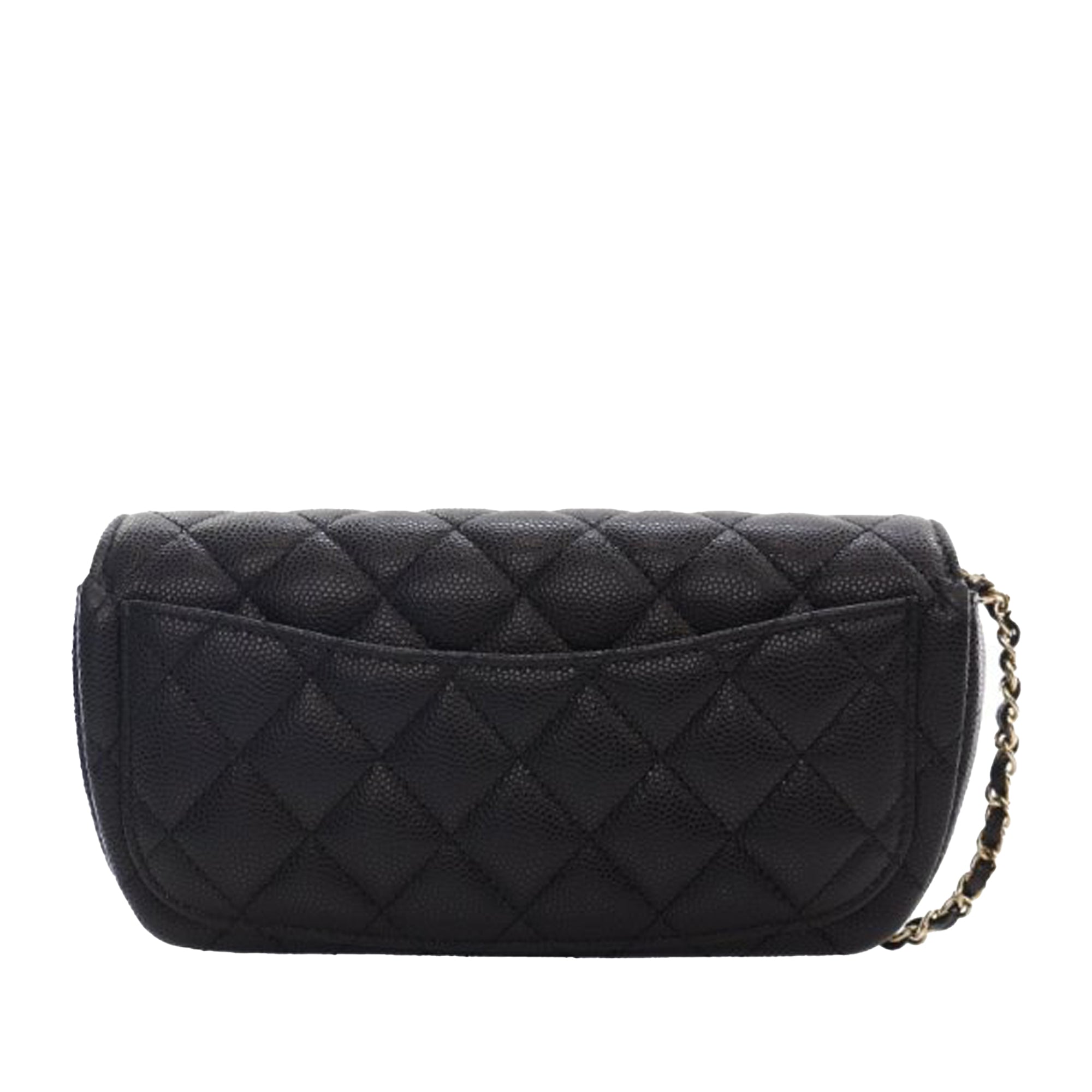 Chanel Sunglasses Case on Chain Black Quilted Caviar Gold