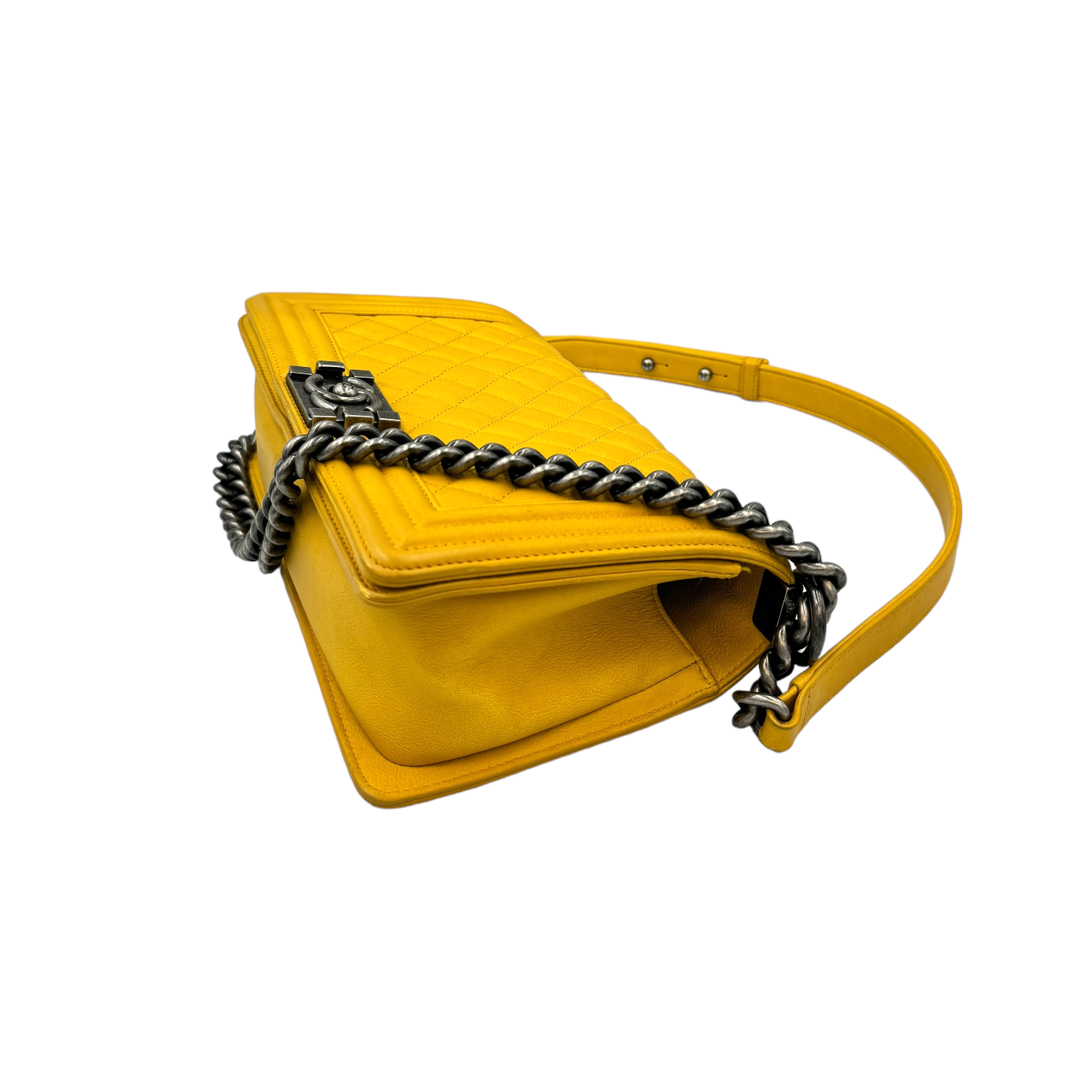 Chanel Boy Medium Yellow Lambskin Ruthenium