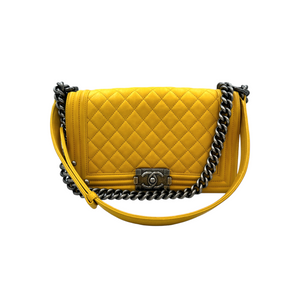 Chanel Boy Medium Yellow Lambskin Ruthenium