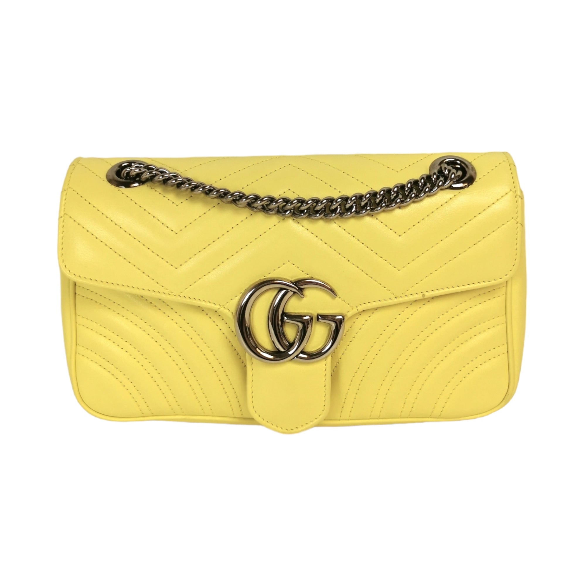 Gucci GG Marmont Small Yellow Matelassé Leather