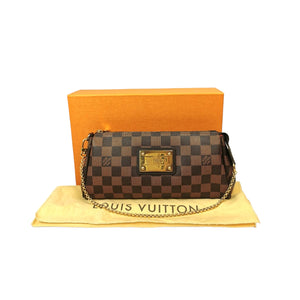 Louis Vuitton Eva Clutch Damier Ebene Canvas with Shoulder Strap