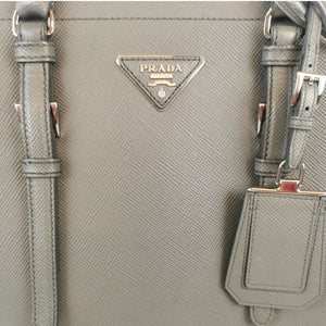 Prada Double Tote Bag Gray Saffiano