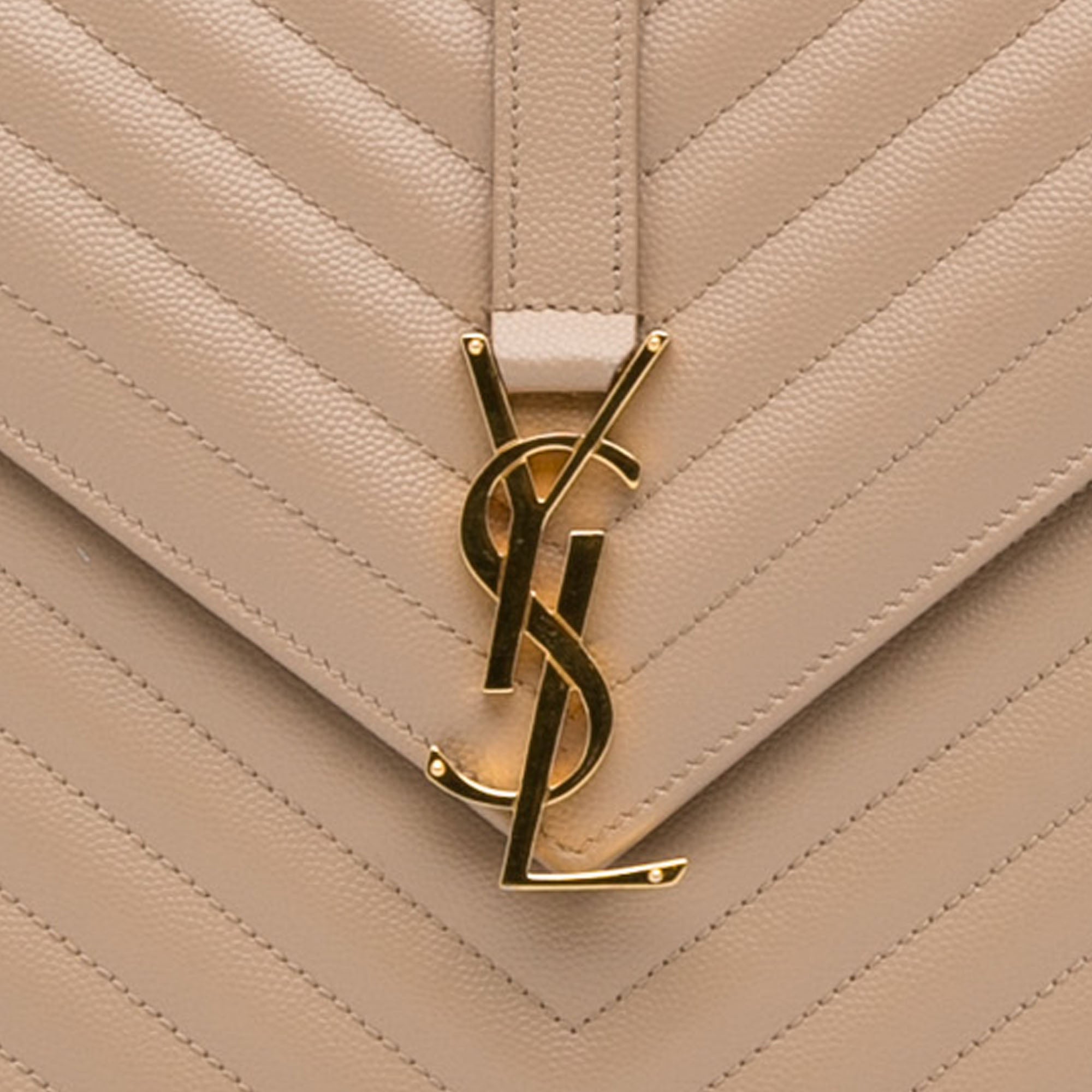 Yves Saint Laurent Chevron Quilted Leather Envelope Bag