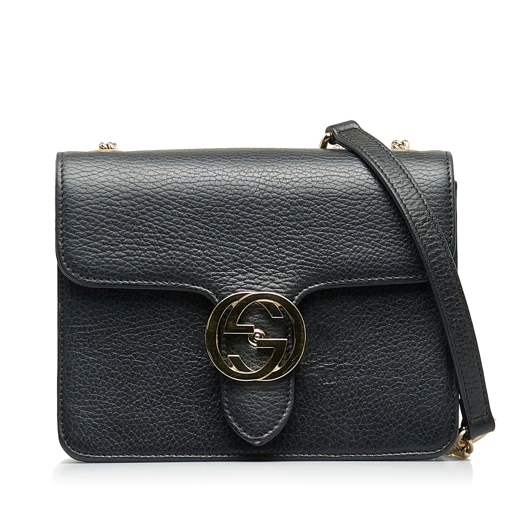 Gucci Shoulder Bag Interlocking GG Calfskin Leather