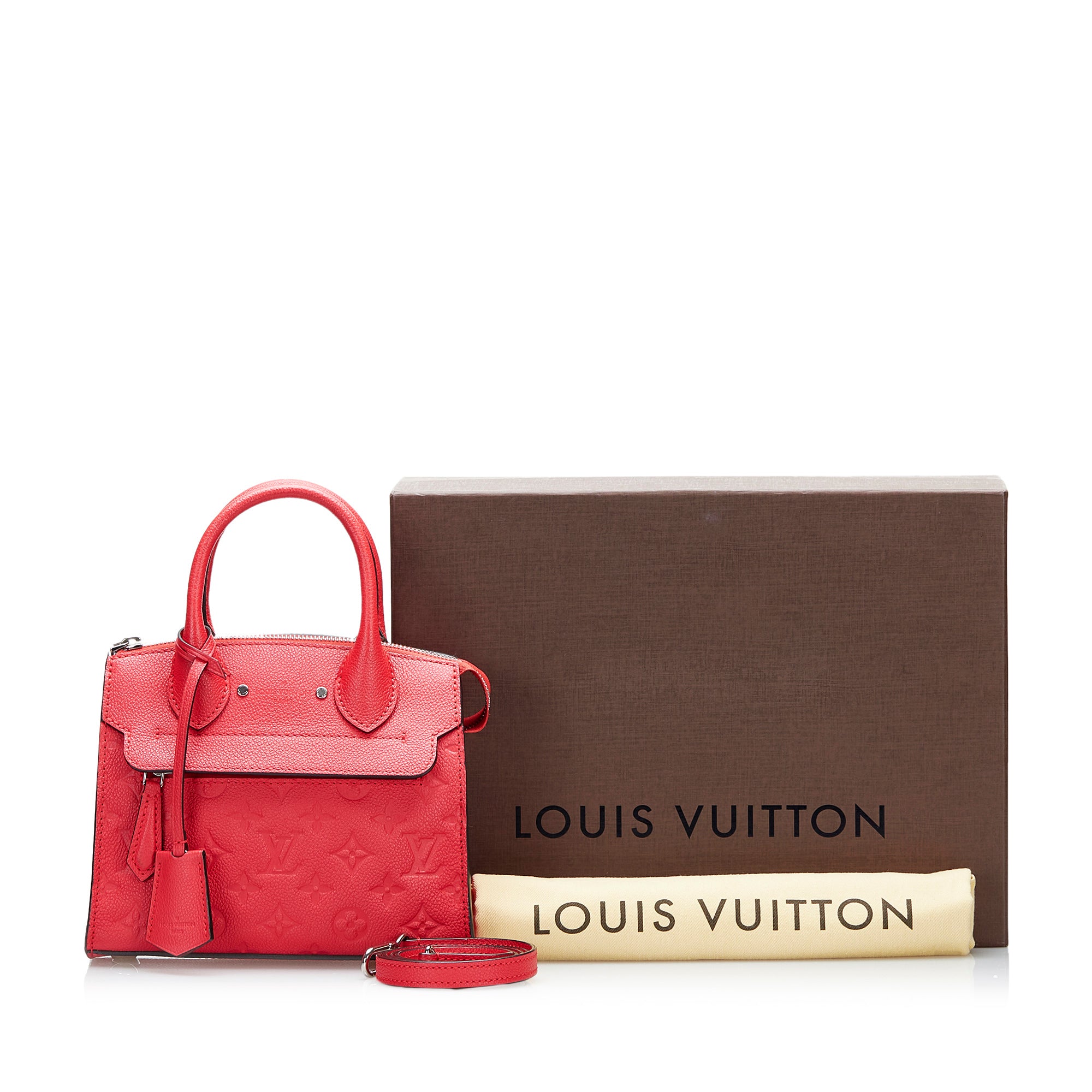 Louis Vuitton Pont Neuf Handbag Monogram Empreinte Leather MM Red