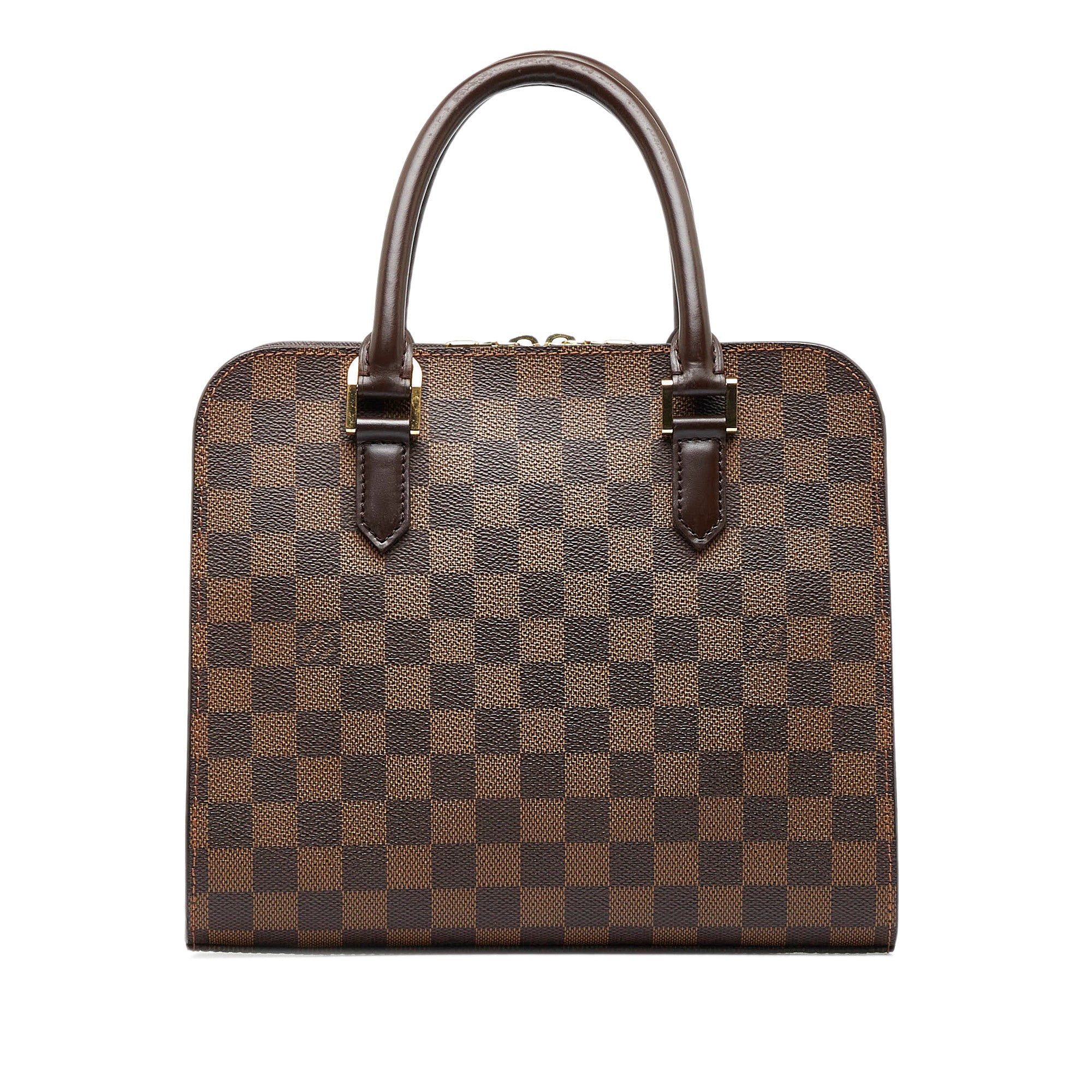 Louis Vuitton Bond Street Top Handle Bag Damier Burgundy Leather MM Brown