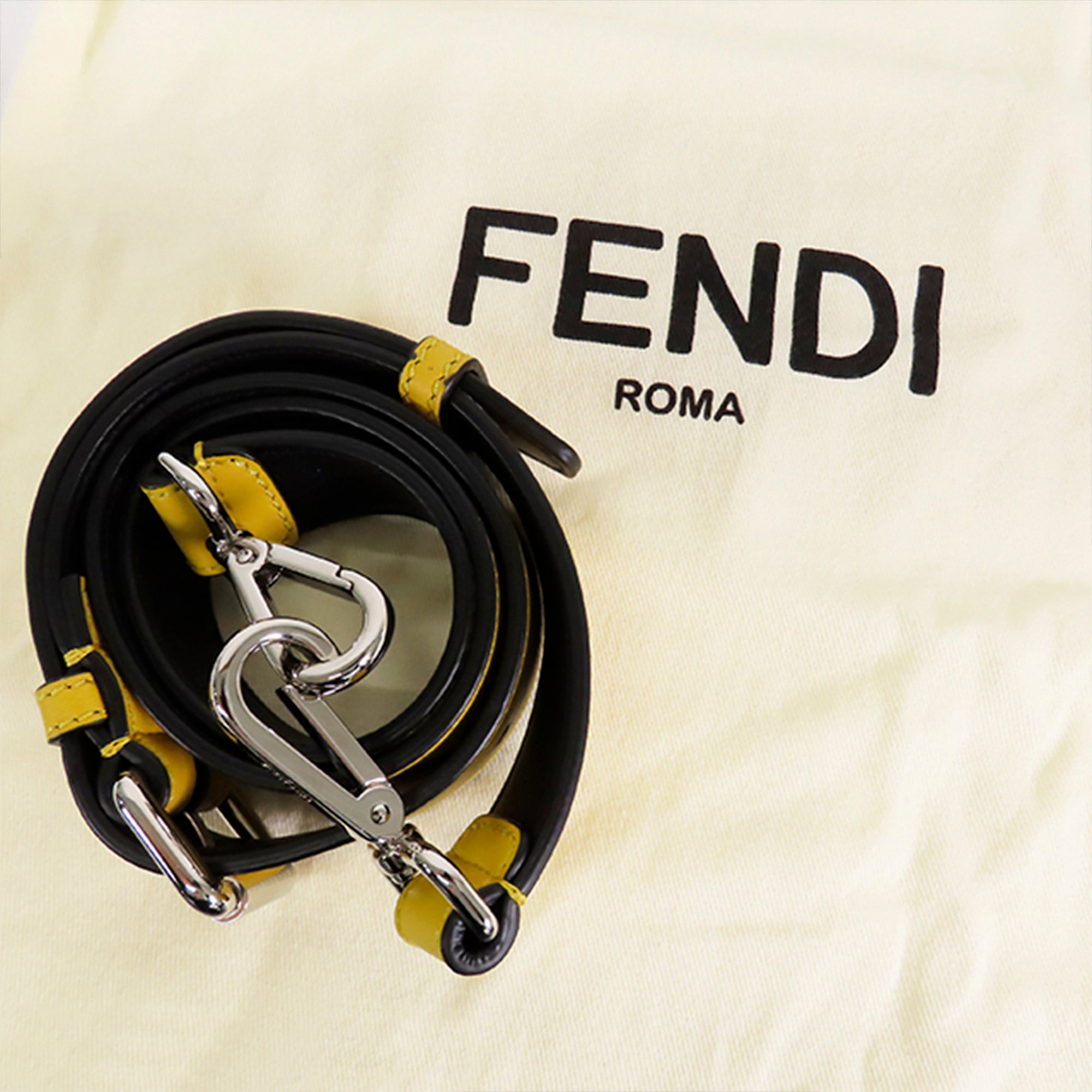 Fendi Baguette Convertible Black Striped Nylon Canvas