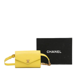 Chanel Coco Belt Bag Yellow Chevron Lambskin Gold