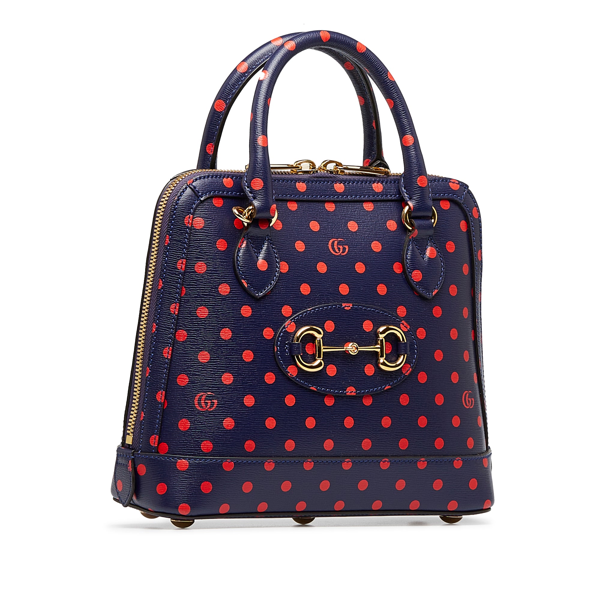 Gucci Horsebit 1955 Dark Blue Polka Dot Leather